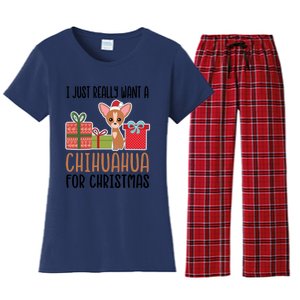 I Really Want A Chihuahua For Christmas Chihuahua Owner Gift Women's Flannel Pajama Set