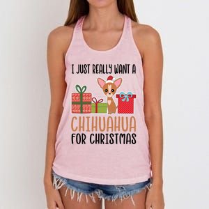 I Really Want A Chihuahua For Christmas Chihuahua Owner Gift Women's Knotted Racerback Tank