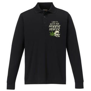 I Run Weed Horror Movies Skull Funny Halloween Stoner Gift Performance Long Sleeve Polo