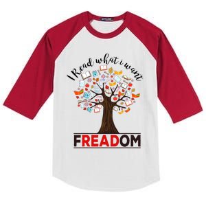 I Read What i Want Banned Books Week Librarian Kids Colorblock Raglan Jersey