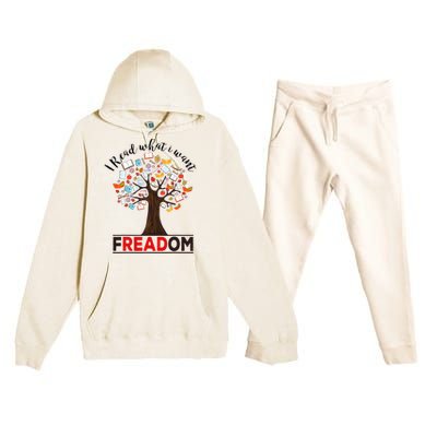 I Read What i Want Banned Books Week Librarian Premium Hooded Sweatsuit Set