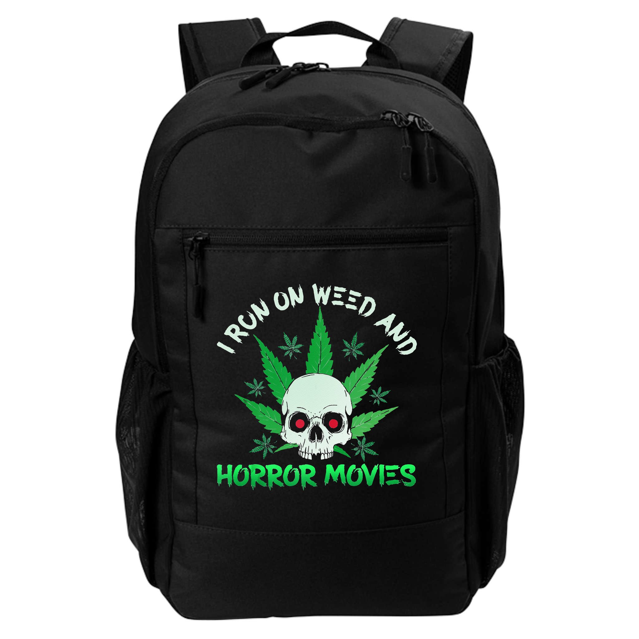 I Run Weed Horror Movies Skull Halloween Stoner Backpack