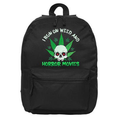 I Run Weed Horror Movies Skull Halloween Stoner 16 in Basic Backpack