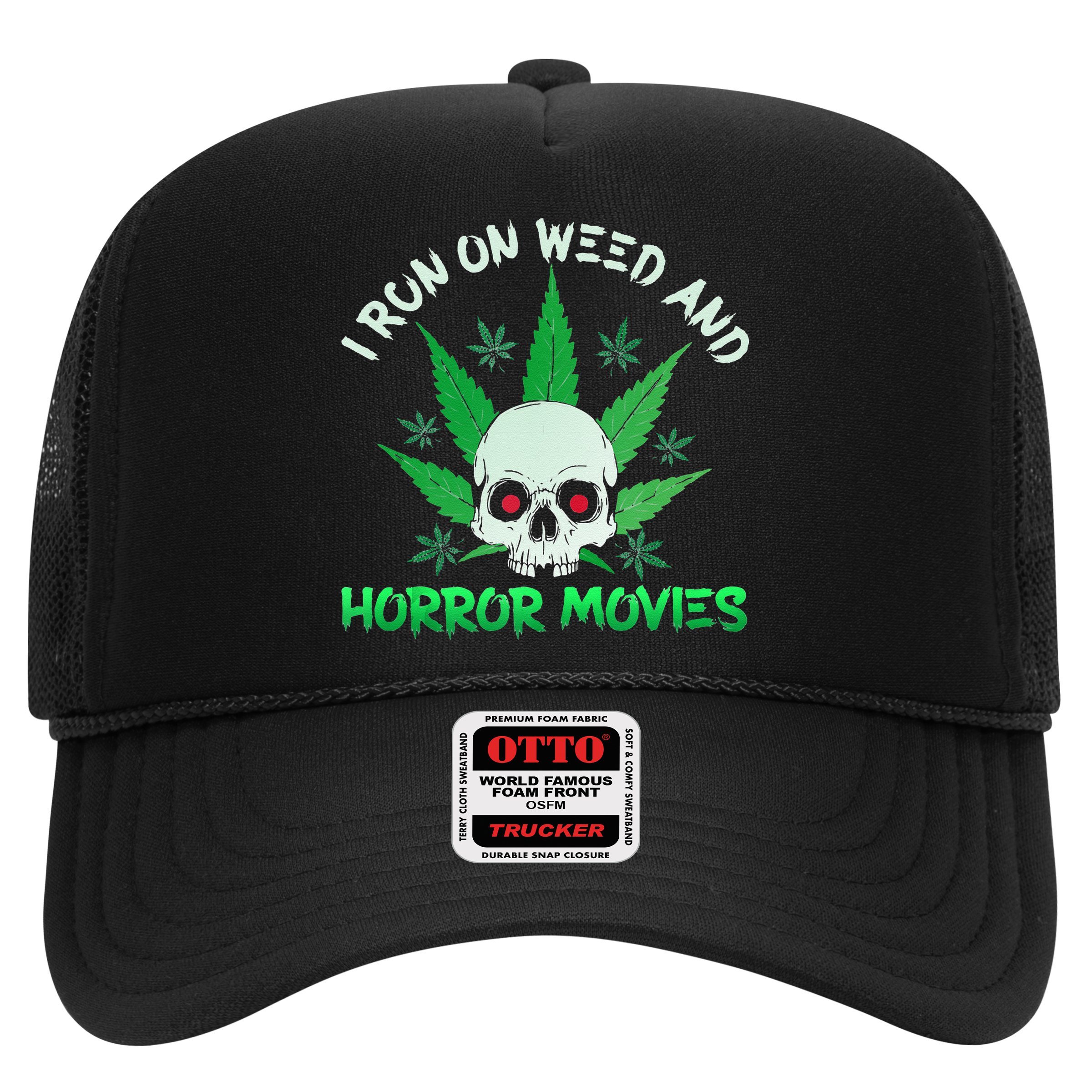 I Run Weed Horror Movies Skull Halloween Stoner Hat