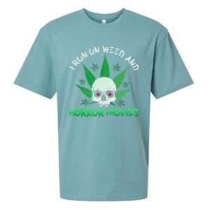 I Run Weed Horror Movies Skull Halloween Stoner Sueded Cloud Jersey T-Shirt