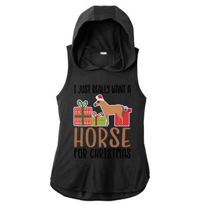 I Really Want A Horse For Christmas Gift Ladies PosiCharge Tri-Blend Wicking Draft Hoodie Tank