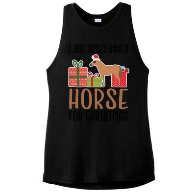 I Really Want A Horse For Christmas Gift Ladies PosiCharge Tri-Blend Wicking Tank