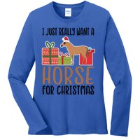 I Really Want A Horse For Christmas Gift Ladies Long Sleeve Shirt