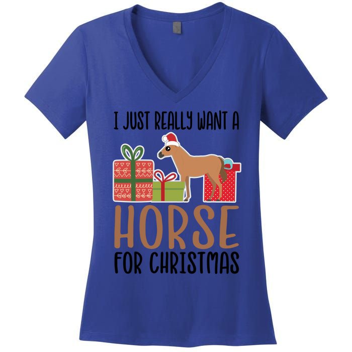 I Really Want A Horse For Christmas Gift Women's V-Neck T-Shirt