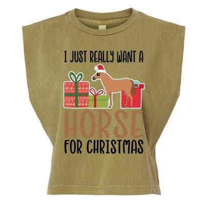 I Really Want A Horse For Christmas Gift Garment-Dyed Women's Muscle Tee