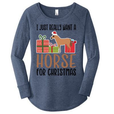 I Really Want A Horse For Christmas Gift Women's Perfect Tri Tunic Long Sleeve Shirt