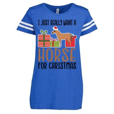 I Really Want A Horse For Christmas Gift Enza Ladies Jersey Football T-Shirt