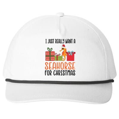 I Really Want A Seahorse For Christmas Holiday Seahorse Cute Gift Snapback Five-Panel Rope Hat