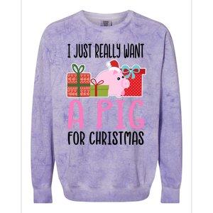 I Really Want A Pig For Christmas Great Gift Colorblast Crewneck Sweatshirt