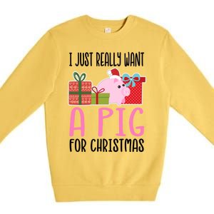 I Really Want A Pig For Christmas Great Gift Premium Crewneck Sweatshirt