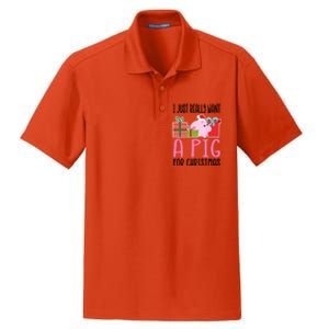 I Really Want A Pig For Christmas Great Gift Dry Zone Grid Polo