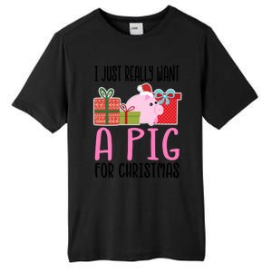 I Really Want A Pig For Christmas Great Gift Tall Fusion ChromaSoft Performance T-Shirt