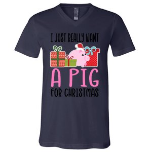 I Really Want A Pig For Christmas Great Gift V-Neck T-Shirt