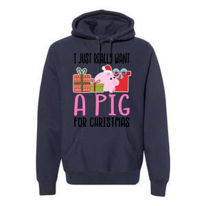 I Really Want A Pig For Christmas Great Gift Premium Hoodie