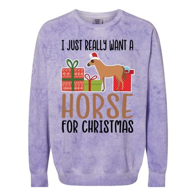 I Really Want A Horse For Christmas Gift Colorblast Crewneck Sweatshirt