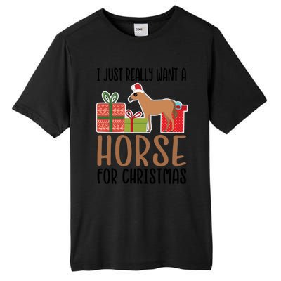 I Really Want A Horse For Christmas Gift Tall Fusion ChromaSoft Performance T-Shirt