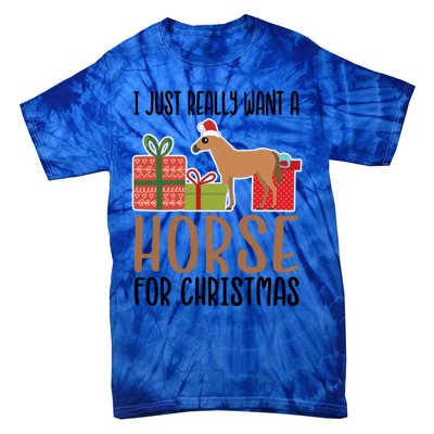 I Really Want A Horse For Christmas Gift Tie-Dye T-Shirt