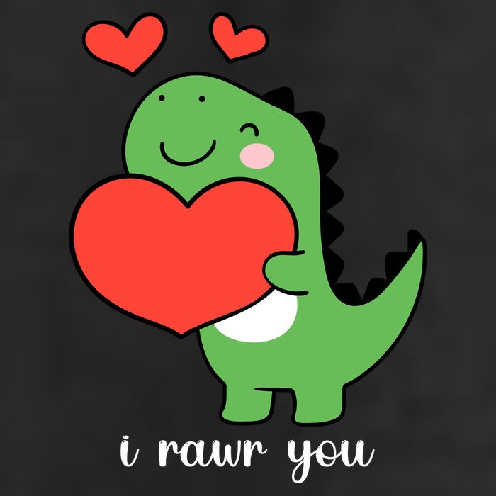 I Rawr You Cute Dinosaur Love Valentines Day 7 Panel Mesh Trucker Snapback Hat