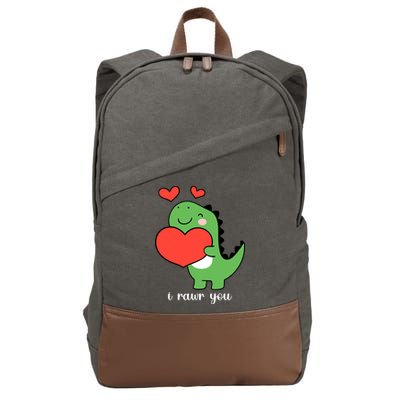 I Rawr You Cute Dinosaur Love Valentines Day Cotton Canvas Backpack