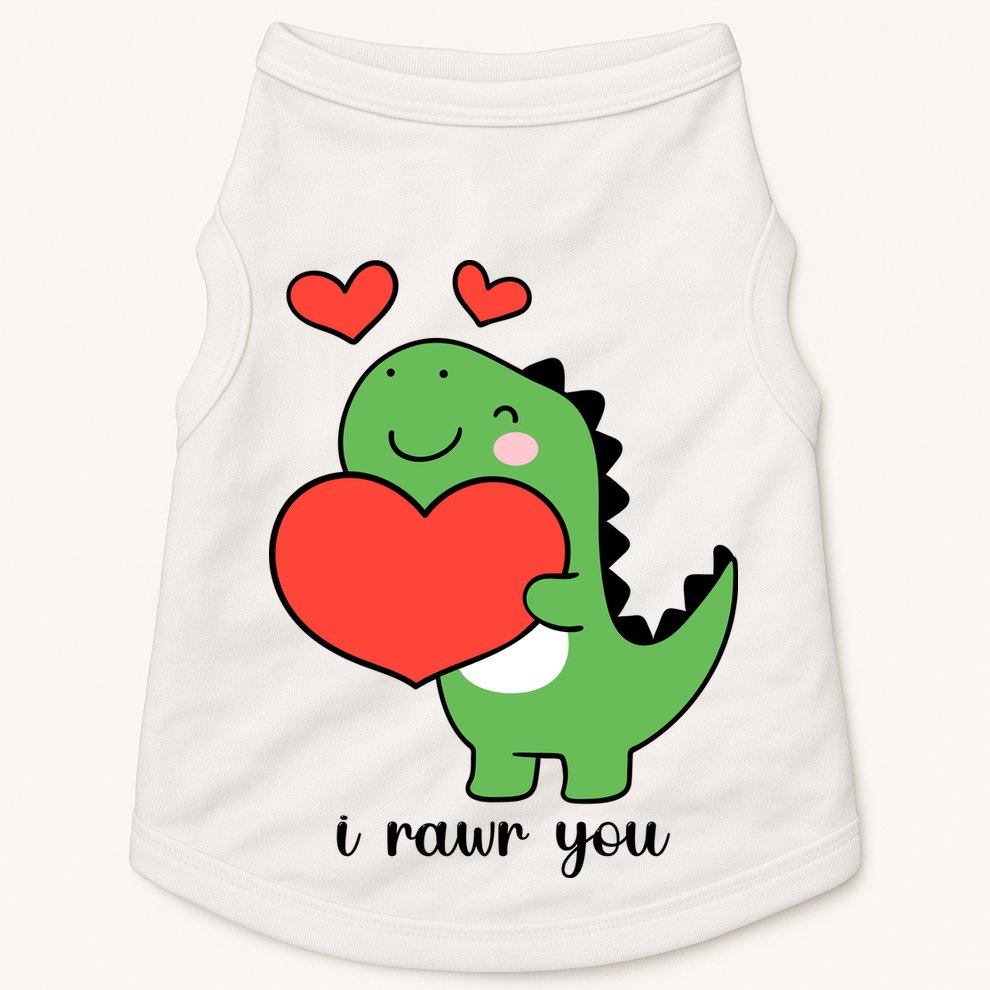 I Rawr You Cute Dinosaur Love Valentines Day Doggie Tank