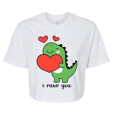 I Rawr You Cute Dinosaur Love Valentines Day Bella+Canvas Jersey Crop Tee