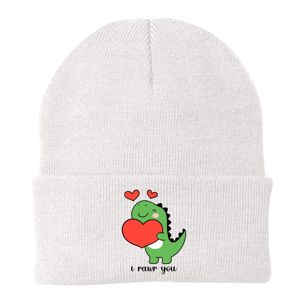I Rawr You Cute Dinosaur Love Valentines Day Beanie