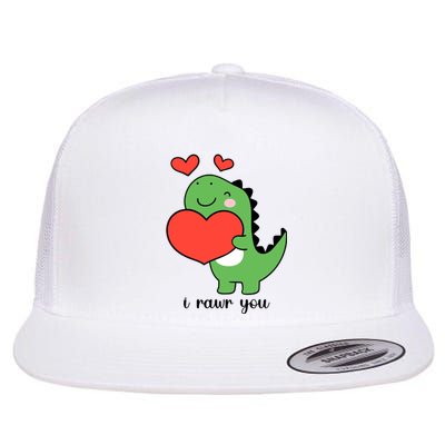 I Rawr You Cute Dinosaur Love Valentines Day Flat Bill Trucker Hat