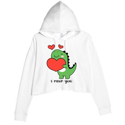 I Rawr You Cute Dinosaur Love Valentines Day Crop Fleece Hoodie