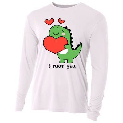 I Rawr You Cute Dinosaur Love Valentines Day Cooling Performance Long Sleeve Crew