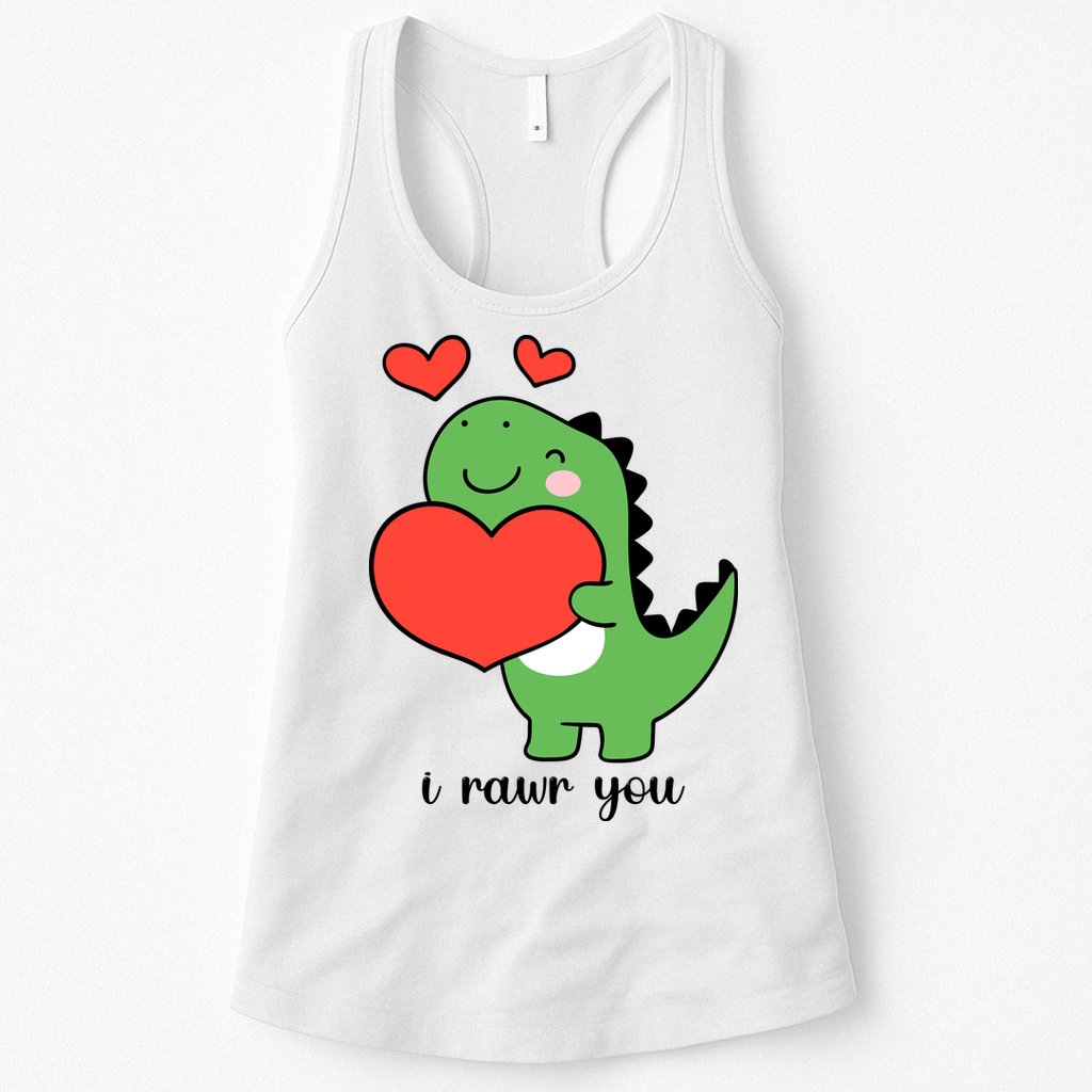 I Rawr You Cute Dinosaur Love Valentines Day Womens Tank Top
