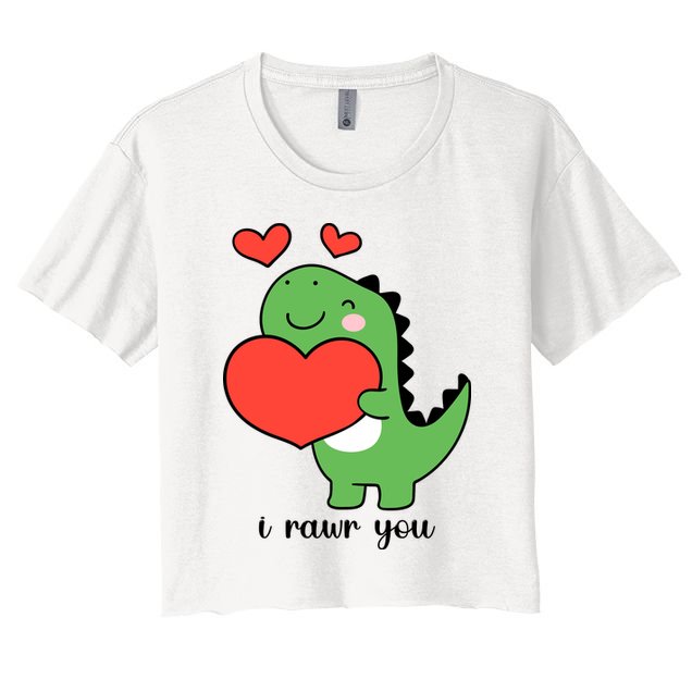 I Rawr You Cute Dinosaur Love Valentines Day Crop Top