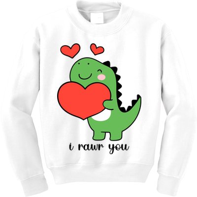 I Rawr You Cute Dinosaur Love Valentines Day Kids Sweatshirt