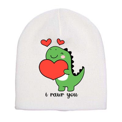 I Rawr You Cute Dinosaur Love Valentines Day Short Acrylic Beanie