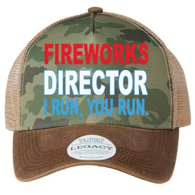 I Run You Run Funny Fireworks Director Legacy Tie Dye Trucker Hat