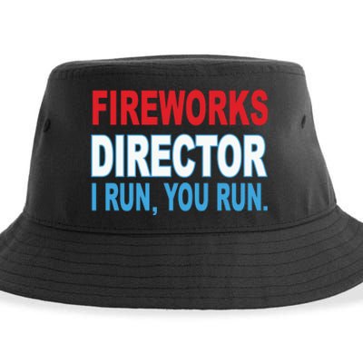 I Run You Run Funny Fireworks Director Sustainable Bucket Hat