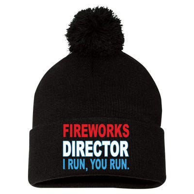 I Run You Run Funny Fireworks Director Pom Pom 12in Knit Beanie