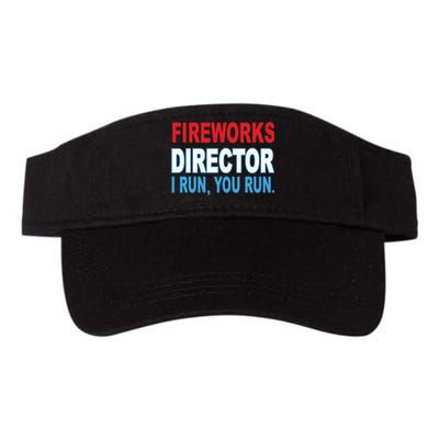 I Run You Run Funny Fireworks Director Valucap Bio-Washed Visor