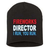 I Run You Run Funny Fireworks Director Short Acrylic Beanie