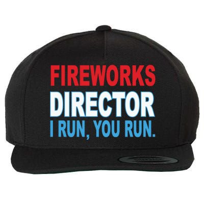 I Run You Run Funny Fireworks Director Wool Snapback Cap