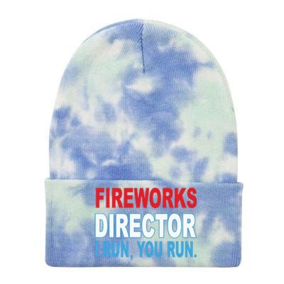 I Run You Run Funny Fireworks Director Tie Dye 12in Knit Beanie