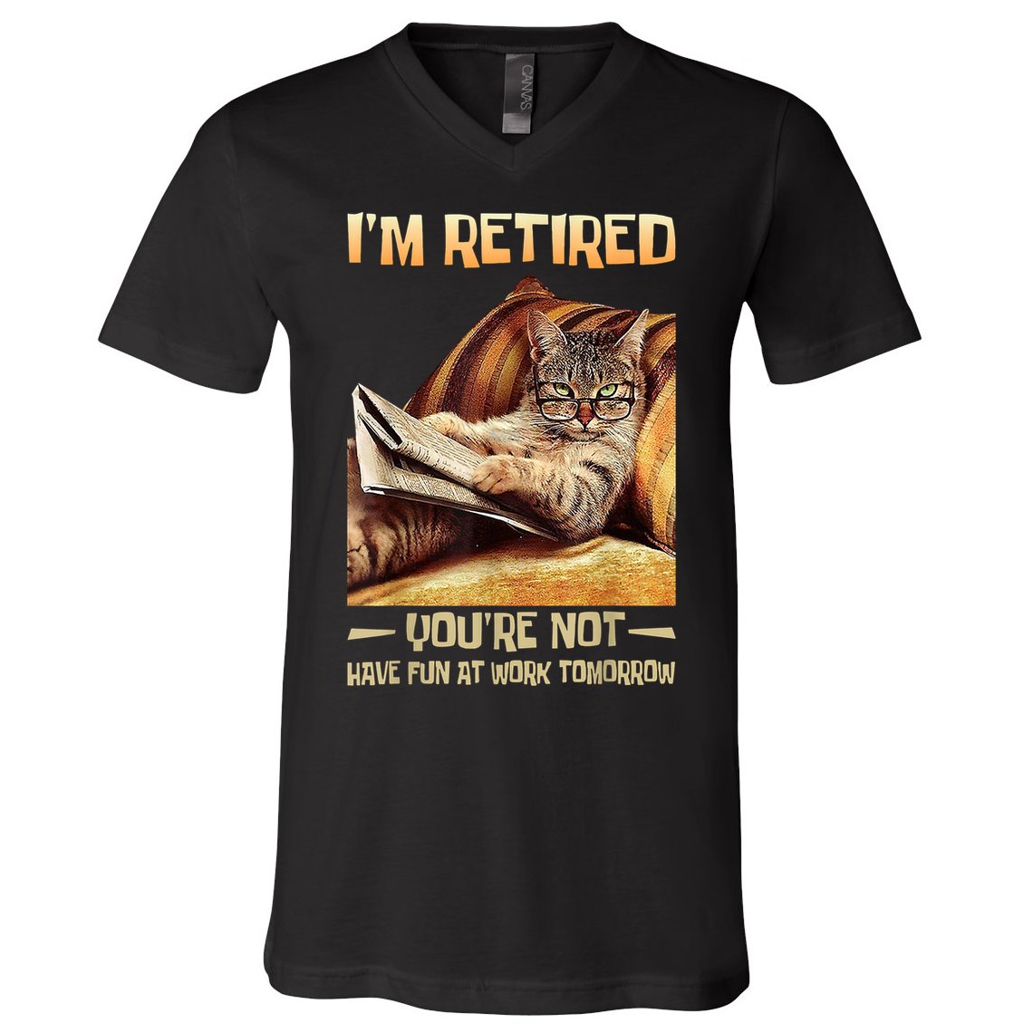 I'm Retired You're Not Have Fun At Work Tomorrow Funny Cat V-Neck T-Shirt