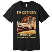 I'm Retired You're Not Have Fun At Work Tomorrow Funny Cat Premium T-Shirt