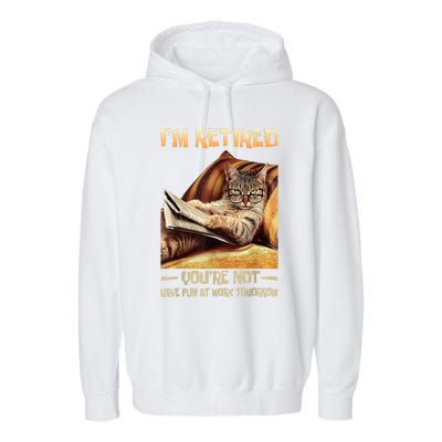 I'm Retired You're Not Have Fun At Work Tomorrow Funny Cat Garment-Dyed Fleece Hoodie