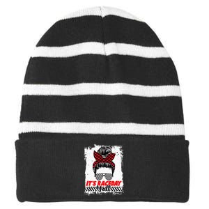 Its Raceday Yall Dirt Track Racing Race Car Lover Women Girl Striped Beanie with Solid Band