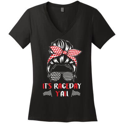 It's Raceday Y'all Car Motor Racing Lovers Women's V-Neck T-Shirt